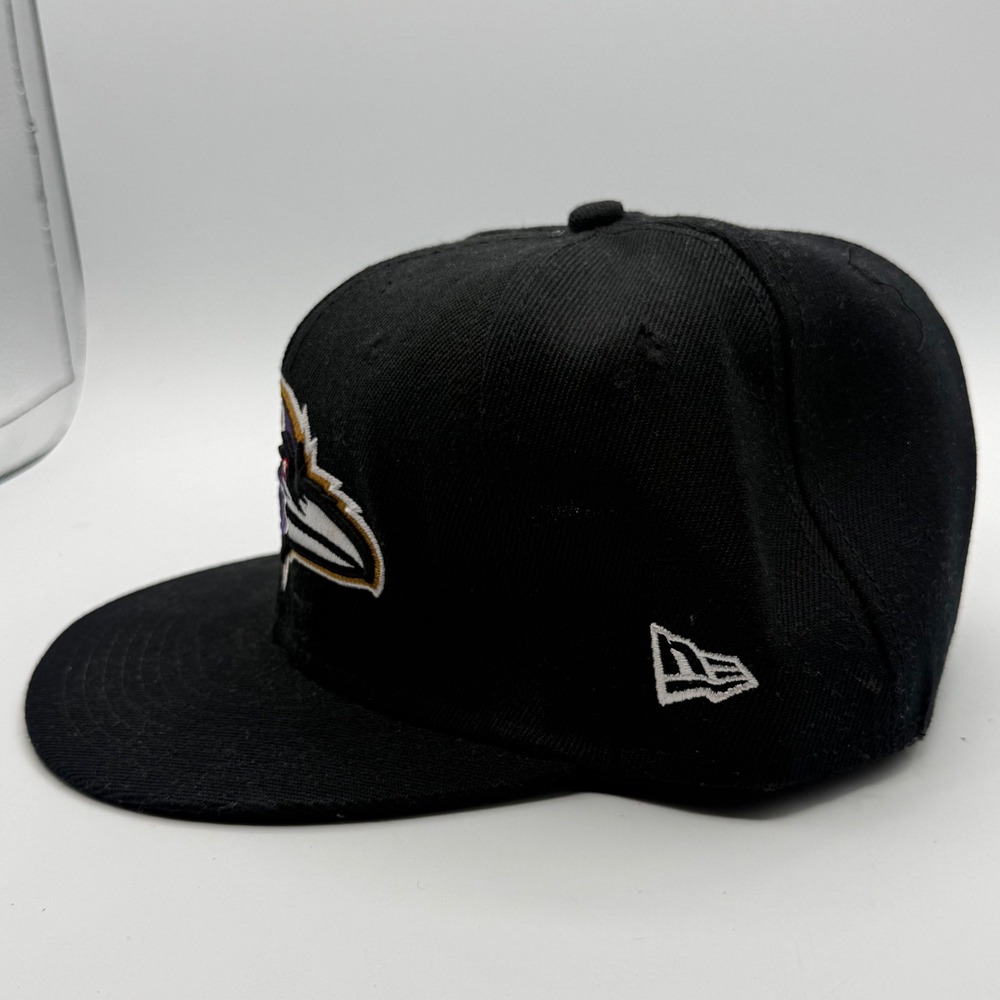 New Era 59FIFTY Hat Mens 7 1/2 Black Excellent Baltimore Ravens NFL Fitted Cap - Picture 2 of 6